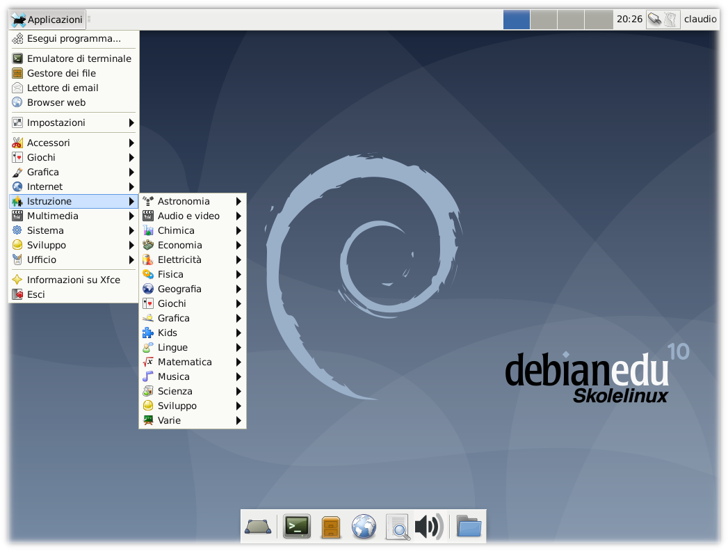 il desktop di Debian Edu