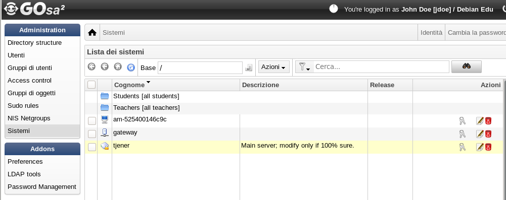 Gosa dopo aver dato il comando sitesummary2ldapdhcp